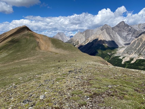 Coming down from Highwood's north summit 