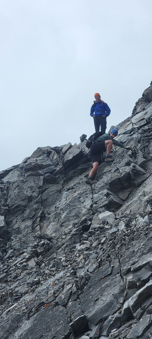 The trickiest part of our descent route, involving a short down climb to keep it spicy.