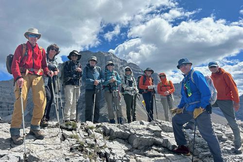 David, Krystyna, Christine, Doug, Jane, Yoko, Arnold, Cathy Carl and Dave at the summit of Little Lougheed (Lougheed 2 in bkg)