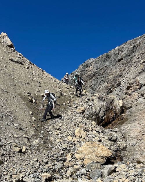 One of the trickier bits open the descent from the Dolomite/Mosquito col