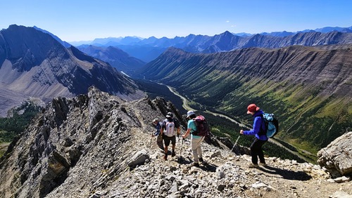 The gang heading down from the summit