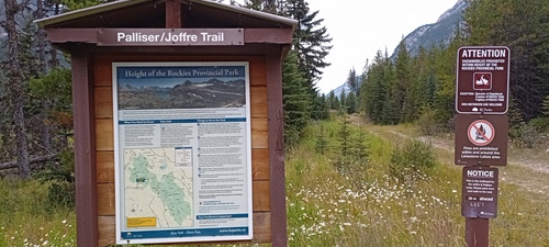 Trail head sign for Limestone Lakes, BC