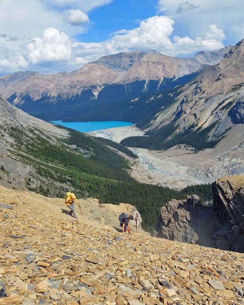 The Cathys on the sketchy bit, taken from a less intimidating alternative - photo from Krystyna