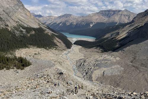 Looking down the long moraine (Observation Pk in bkg) - photo from Susan