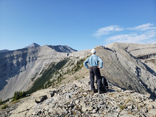 Checking out the route from just above treeline.