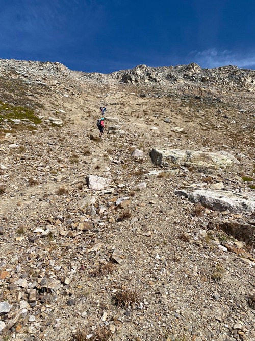 Coming down the scree