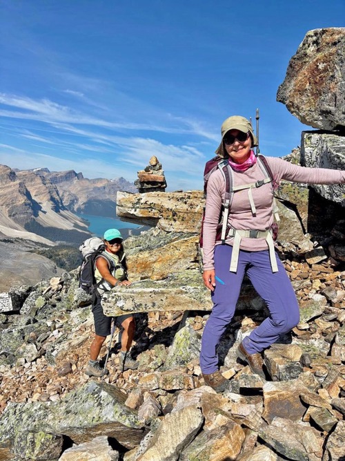 Susan and Cordula on the summit ridge - photo from Cathy