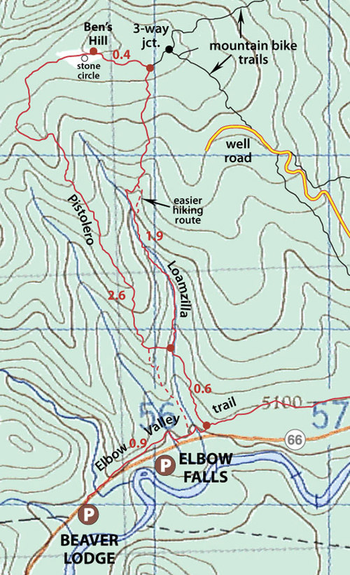 Original route plan: counter-clockwise up Loamzilla, down Pistolero