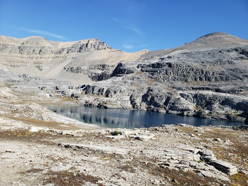 At Noseeum Lake with Noseeum Peak in the background.
