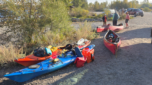 Organizing gear at Policeman's Flats