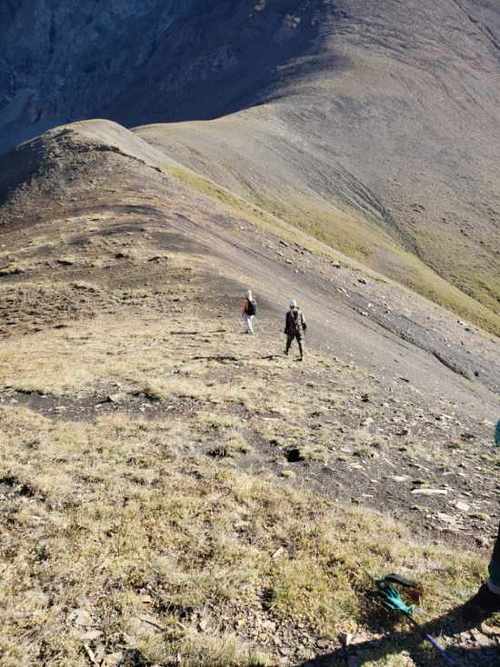 Heading across the connecting ridge