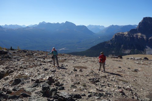 View to southwest; Bill and Jim in front