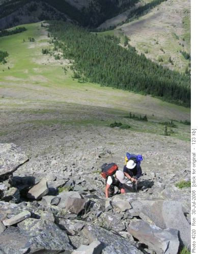 Easy scrambling up west side of Mount Ware