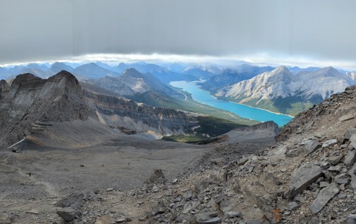 High up view on the decent out of the clouds
