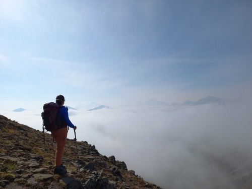 Peaks peeking out from a sea of fog