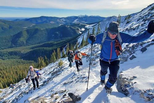 Trudging through the snow to Midnight Peak - photo from Jozef