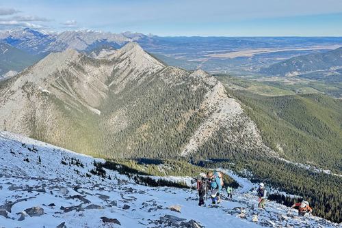 Looking down at the bare ridge to South Baldy = photo from Tina