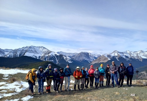 Plenty room for our big group on Hoffman's wide summit 