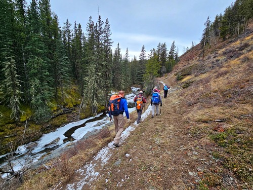 Mostly dry, clear trail, but a few sections of snow or ice