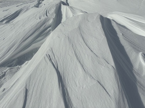 Sculptured snow drift. 