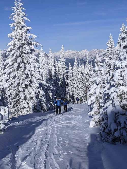 Gary climbing back up after doing some tele turns down to pick up the stragglers [Photo Ulrike]