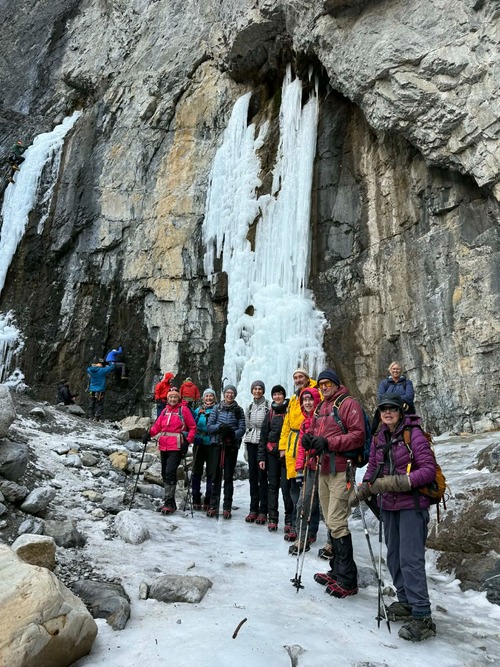 Group at the waterfall 