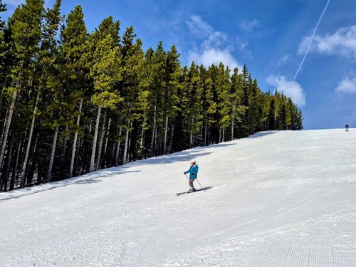 Nancy enjoying the pristine conditions