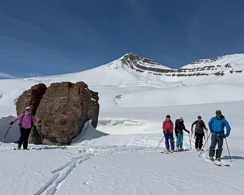 Leaving the Lunch Rock (Cirque Pk in bkg)