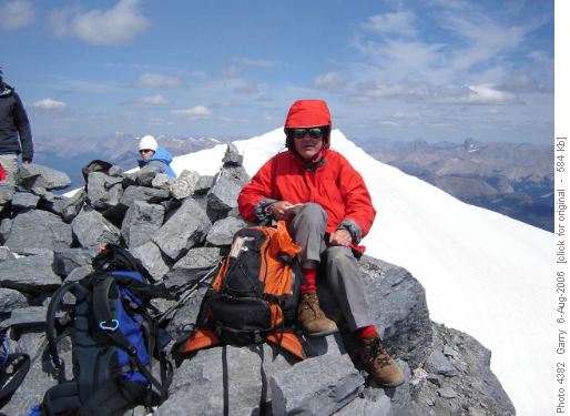 Wally Drew on Mount Temple summit.
