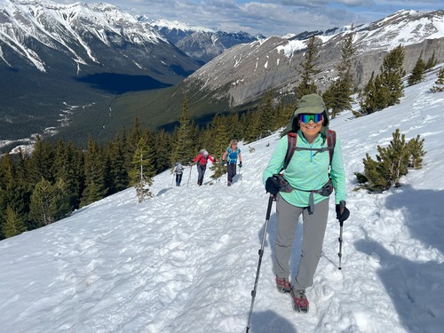 Leaving tree line, still quite snowy!