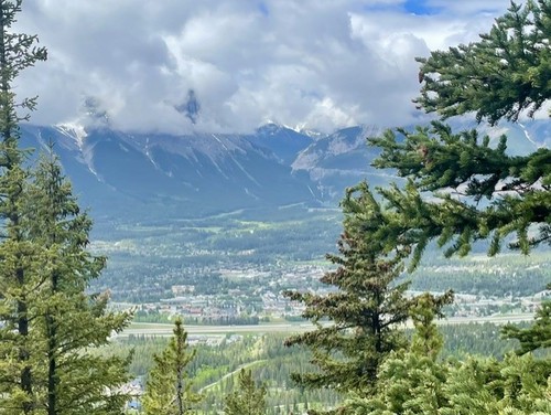 Breaks in the trees revealed the Bow Valley below