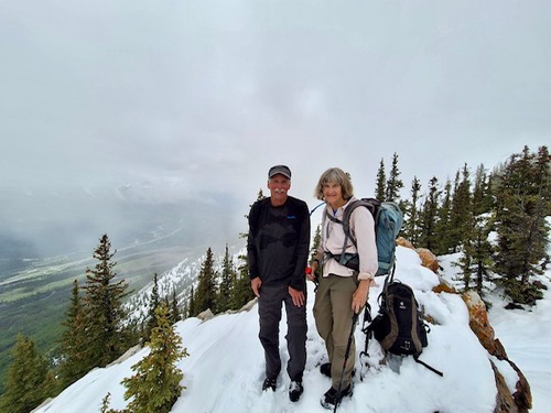 Dave and Barb near the top of the heli-pad