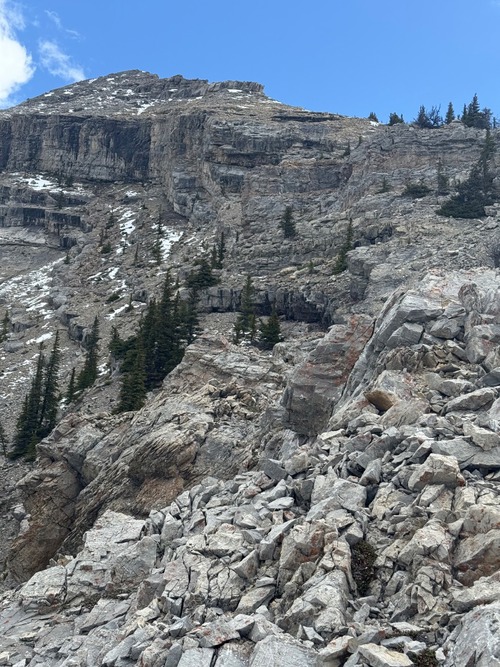 The ascent from the Rat's Nest trail is much more scenic and interesting than the usual route, with waterfalls, rock formations, fossils and fun bits of scrambling