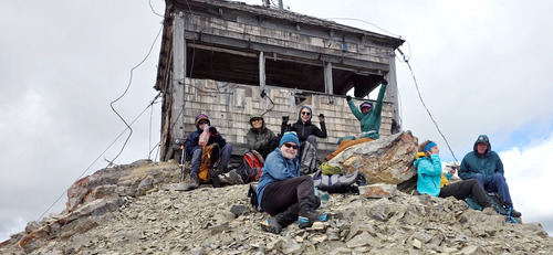 The team having lunch on the summit.