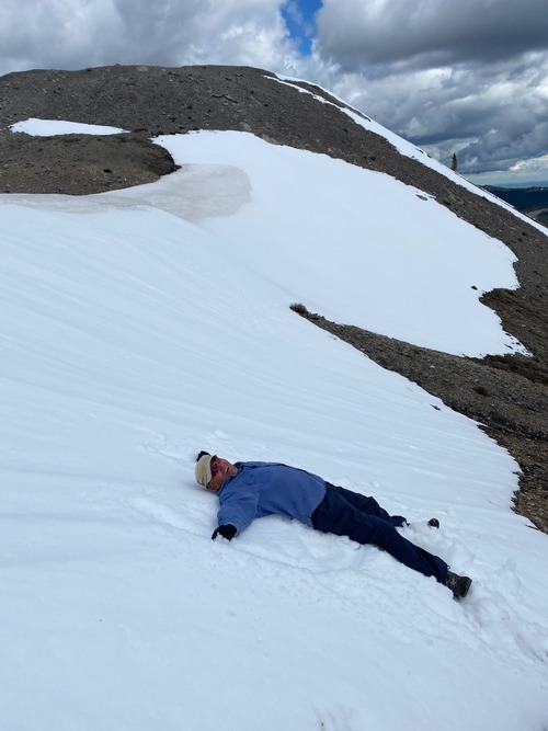 Carl demonstrating just how much he loves snow 