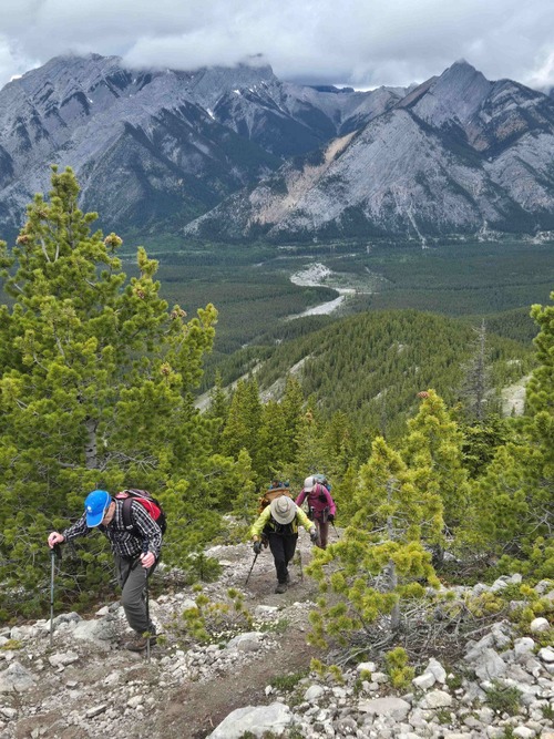 Ramblers making steady progress up the ridge