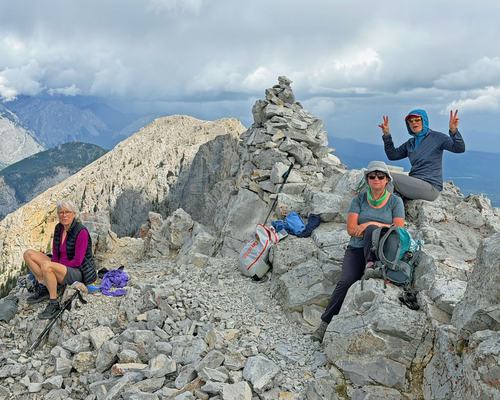 Nathalie, Krystyna and Tana on the south peak of Baldy Mtn