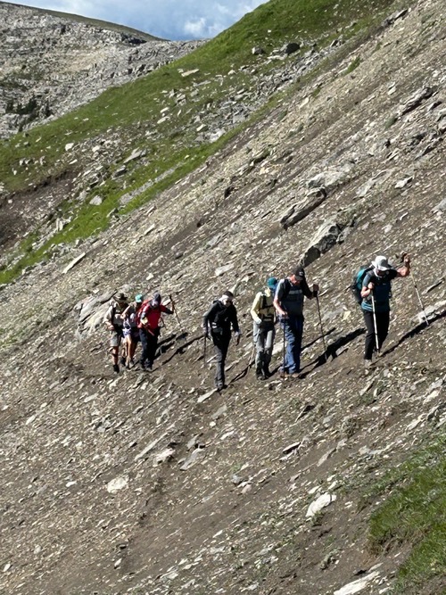 Steep section to traverse. 