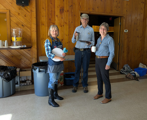 Social Director Barbara on left and two of her minions, Barb & Ron