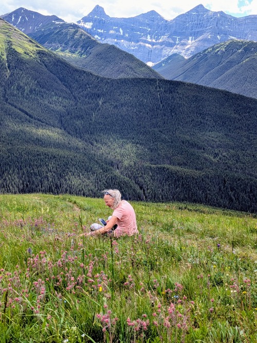 Cristina among the flowers