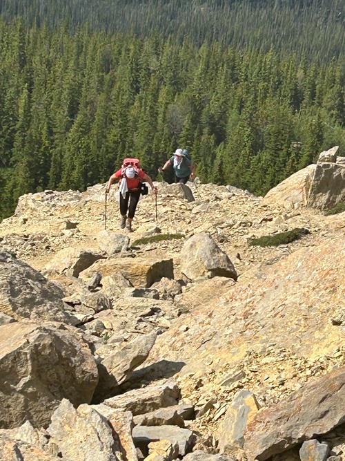 Upper trail, above lookout, becomes steeper, some scree . 