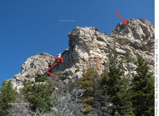 Crandell, work left and use gully, short climb to regain ridge Crandell, work left and use gully, short climb to regain ridge