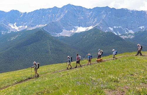 Returning along flower laden slopes.