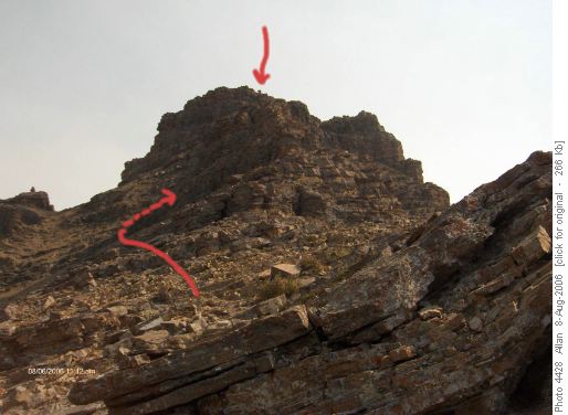 Mt Galwey, approach route & mushroom feature