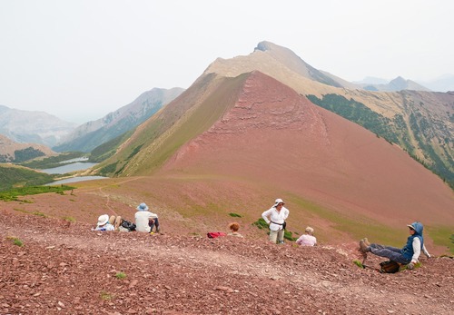 Lunch with lake views, to the north of the summit. 