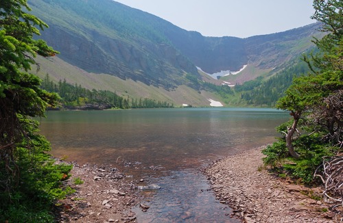 Upper Rowe Lake as seen from the outlet stream at the southeast corner.