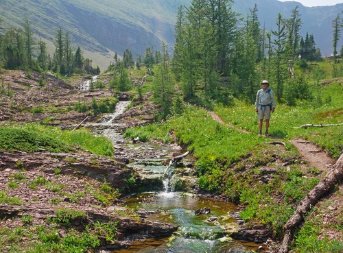 Philip at the cascades between the two lakes. A very pretty spot!