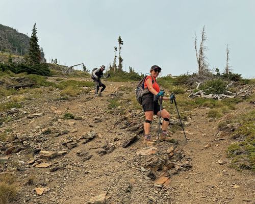 Descending tricky scree 