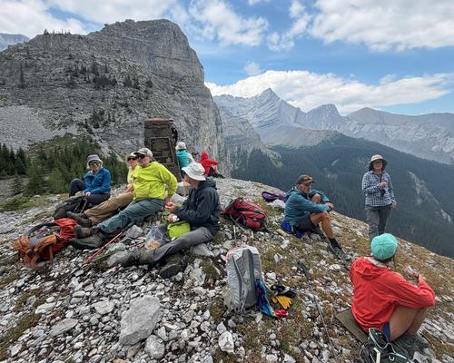 At the Memorial Cairn (Bogart Tower, Wind Mtn and Mt Allen in bkg)