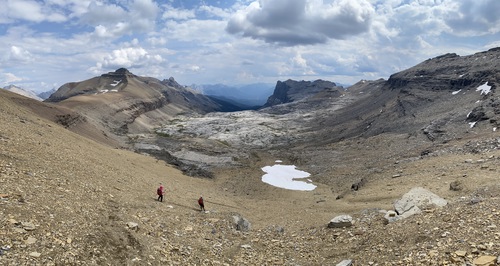 Heading down the scree